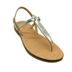 sandales en cuir argenté